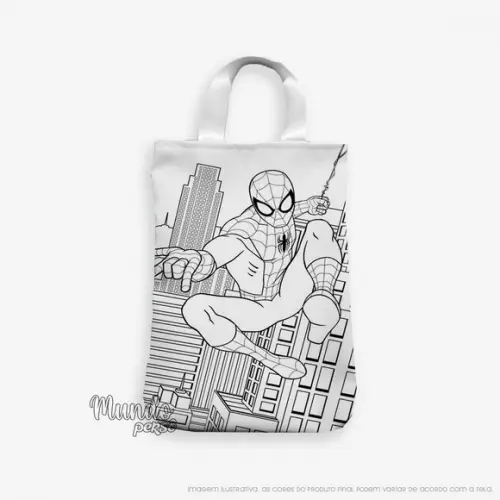 Sacola com Alça 18cm x 25cm Homem Aranha para Colorir