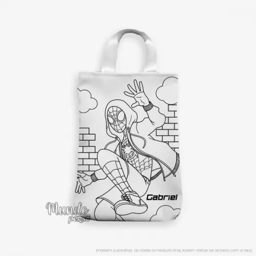 Sacola com Alça 18cm x 25cm Homem Aranha para Colorir