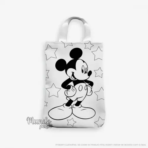 Sacola com Alça 18cm x 25cm Mickey para Colorir
