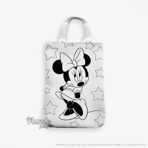 Sacola com Alça 18cm x 25cm Minnie para Colorir