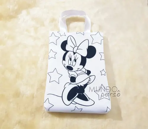 Sacola com Alça 18cm x 25cm Minnie para Colorir