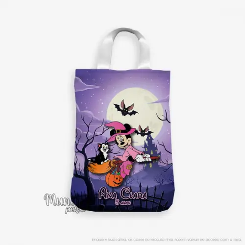 Sacola com Alça 18cm x 25cm Minnie Halloween