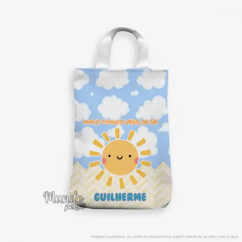 Sacola com Alça 18cm x 25cm Minha Primeira Volta ao Sol
