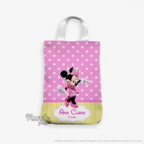 Sacola com Alça 18cm x 25cm Minnie Rosa