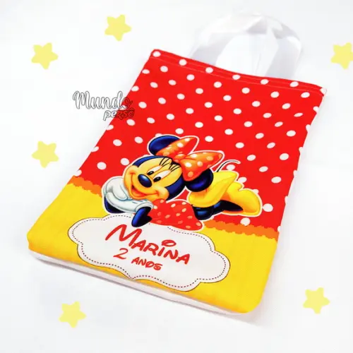 Sacola com Alça 18cm x 25cm Minnie Vermelha