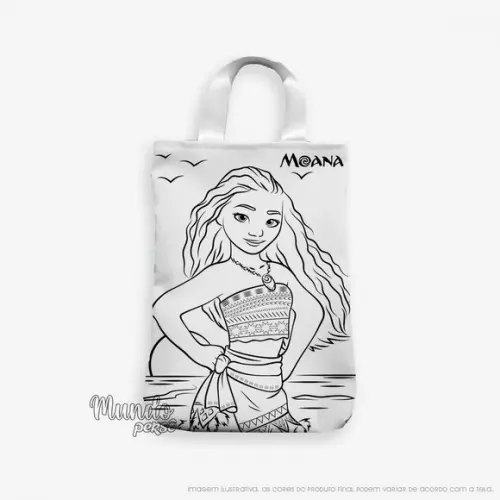 Sacola com Alça 18cm x 25cm Moana para Colorir