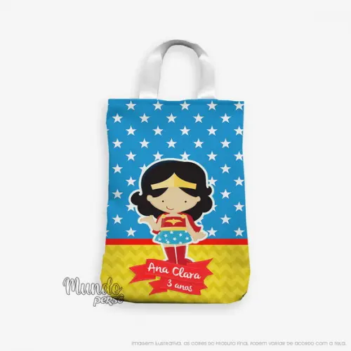 Sacola com Alça 18cm x 25cm Mulher-maravilha