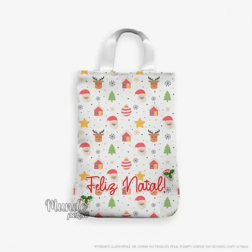 Sacola com Alça 18cm x 25cm Natal