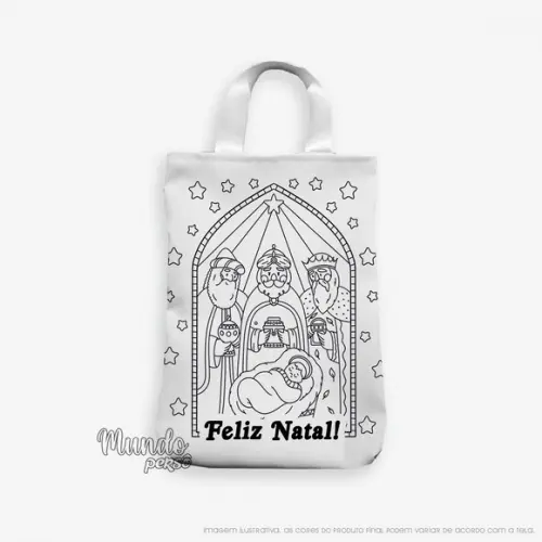 Sacola com Alça 18cm x 25cm Natal para Colorir