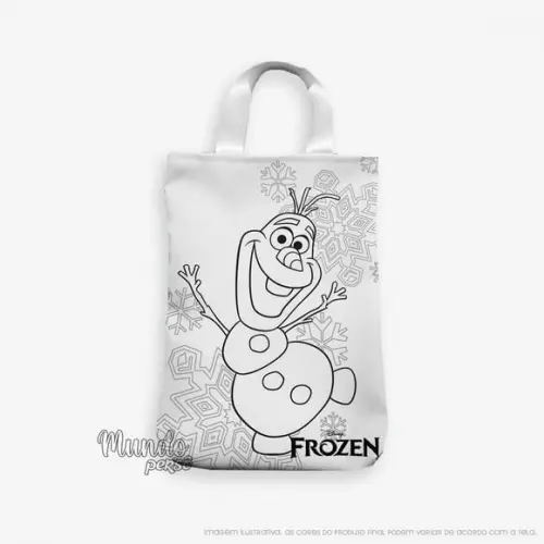 Sacola com Alça 18cm x 25cm Olaf para Colorir