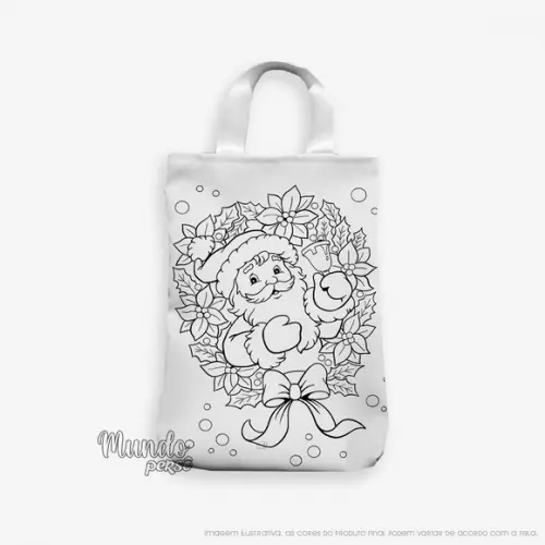 Sacola com Alça 18cm x 25cm Natal para Colorir