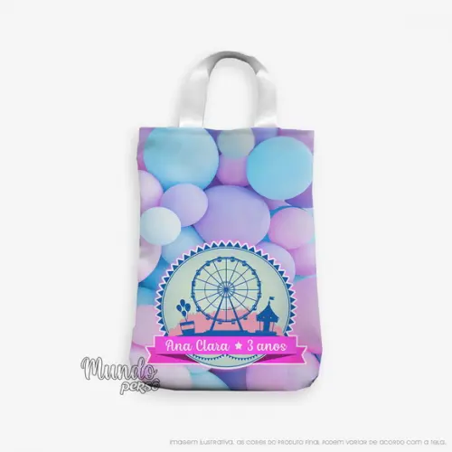 Sacola com Alça 18cm x 25cm Parque de Diversões