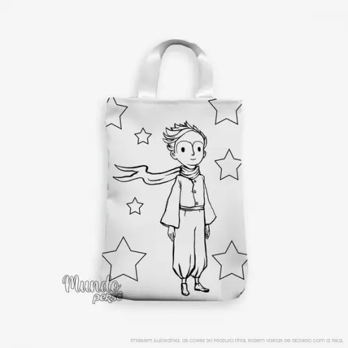 Sacola com Alça 18cm x 25cm Pequeno Príncipe para Colorir