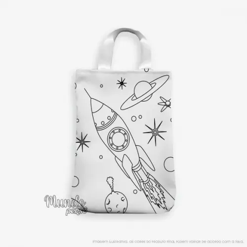 Sacola com Alça 18cm x 25cm Planetas para Colorir