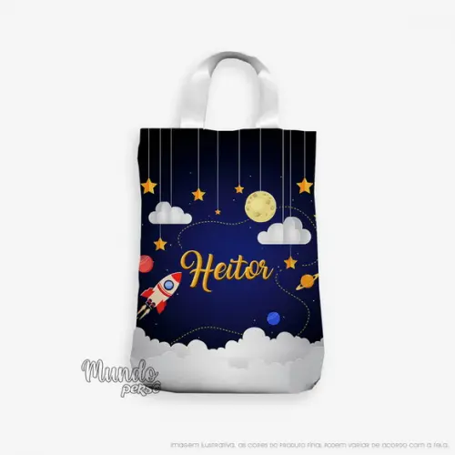 Sacola com Alça 18cm x 25cm Planetas