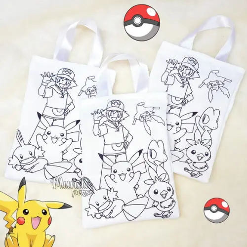 Sacola com Alça 18cm x 25cm Pokemon para Colorir