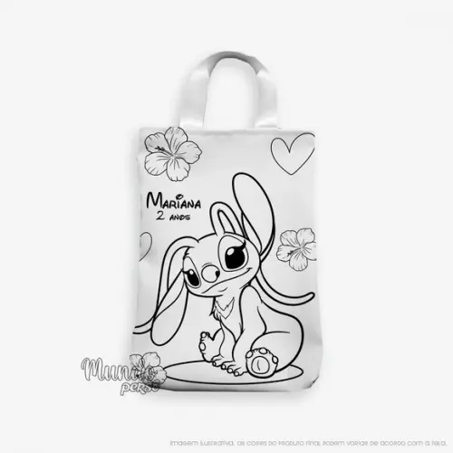 Sacola com Alça 18cm x 25cm Stitch - Angel para Colorir