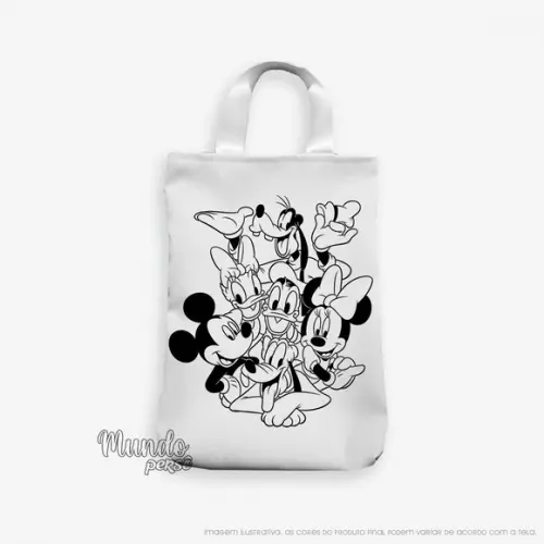 Sacola com Alça 18cm x 25cm Turma do Mickey para Colorir