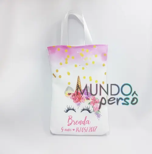 Sacola com Alça 18cm x 25cm Unicórnio