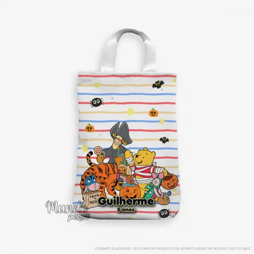 Sacola com Alça 18cm x 25cm Ursinho Pooh Halloween