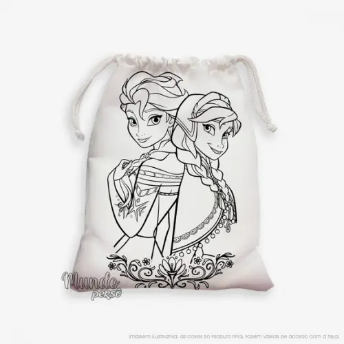 Sacolinha 18cm x 25cm Anna e Elsa - Frozen para Colorir
