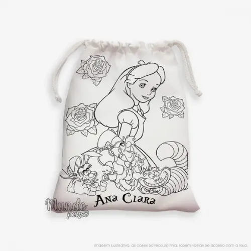 Sacolinha 18cm x 25cm Alice para Colorir
