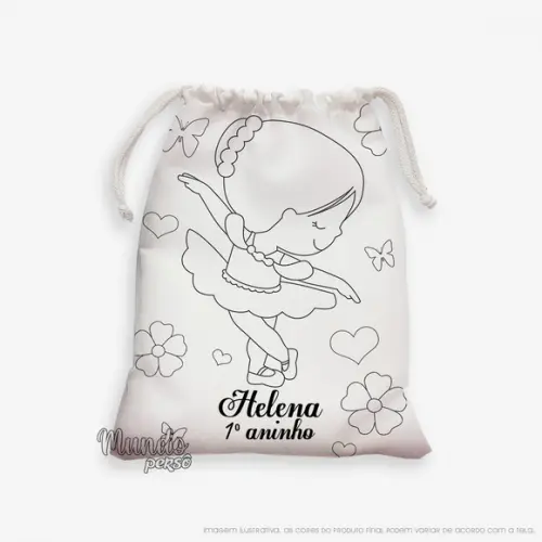 Sacolinha 18cm x 25cm Bailarina para Colorir