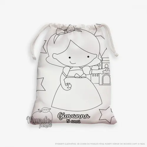 Sacolinha 18cm x 25cm Branca de Neve para Colorir