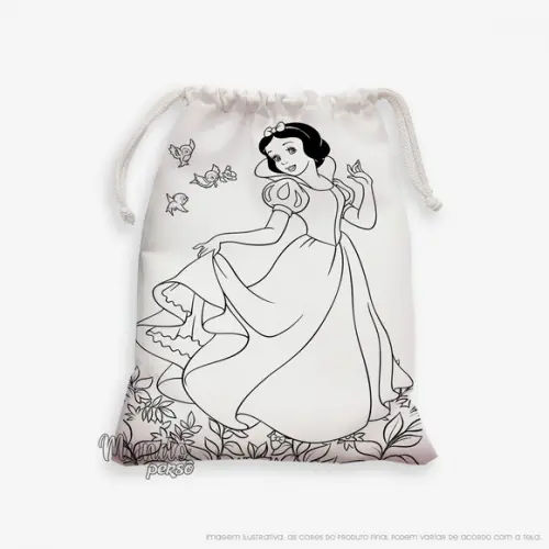 Sacolinha 18cm x 25cm Branca de Neve para Colorir
