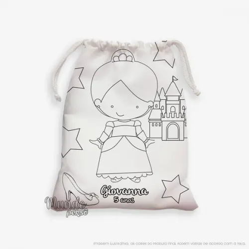 Sacolinha 18cm x 25cm Cinderela Cute para Colorir