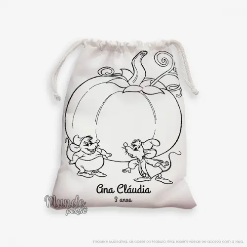 Sacolinha 18cm x 25cm Cinderela para Colorir