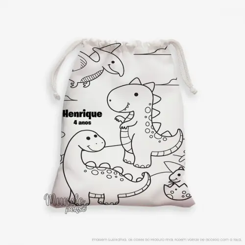 Sacolinha 18cm x 25cm Dinossauros para Colorir