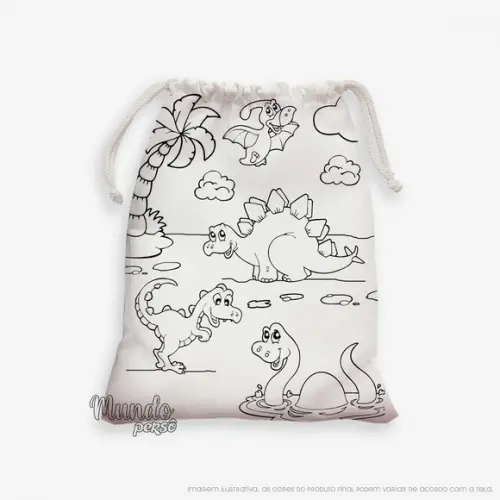 Sacolinha 18cm x 25cm Dinossauros para Colorir