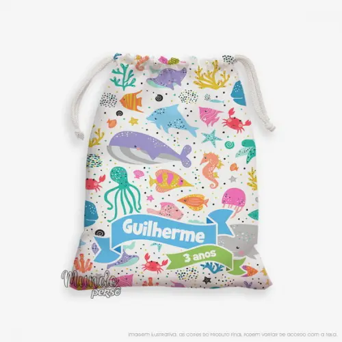 Sacolinha 18cm x 25cm Fundo do Mar