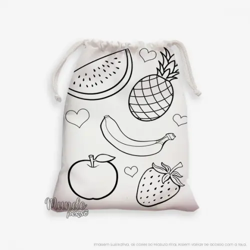 Sacolinha 18cm x 25cm Frutas para Colorir