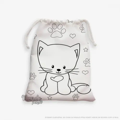 Sacolinha 18cm x 25cm Gatinho para Colorir