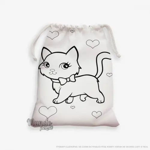 Sacolinha 18cm x 25cm Gatinho para Colorir