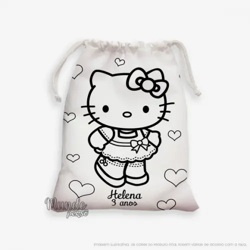 Sacolinha 18cm x 25cm Hello Kitty para Colorir