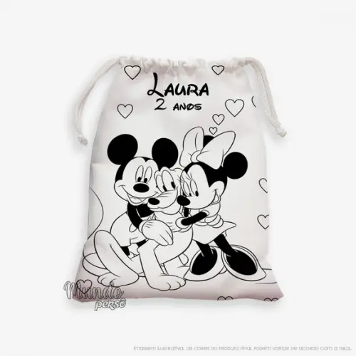 Sacolinha 18cm x 25cm Mickey e Minnie para Colorir