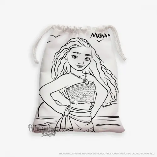 Sacolinha 18cm x 25cm Moana para Colorir