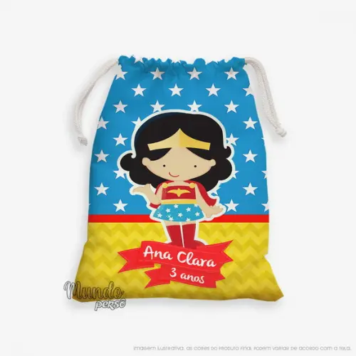 Sacolinha 18cm x 25cm Mulher Maravilha
