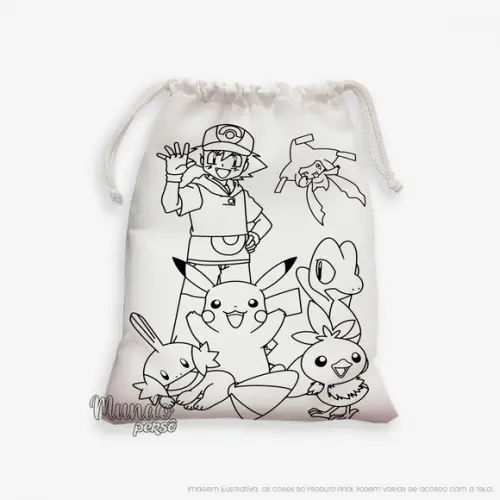 Sacolinha 18cm x 25cm Pokémon para Colorir