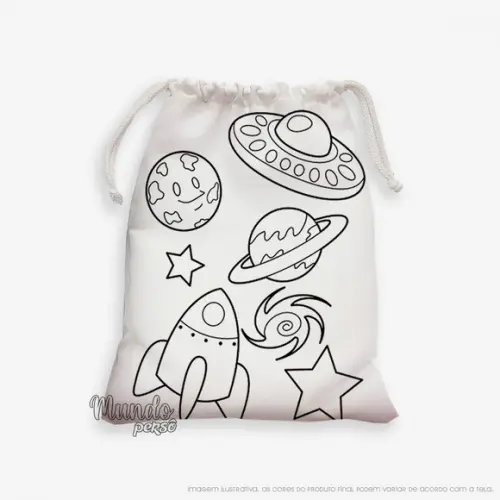 Sacolinha 18cm x 25cm Planetas para Colorir