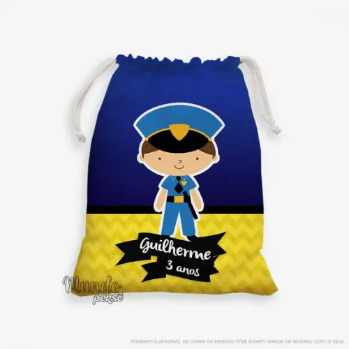 Sacolinha 18cm x 25cm Policial Cute