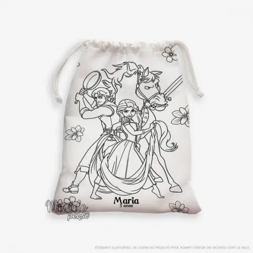 Sacolinha 18cm x 25cm Rapunzel para Colorir