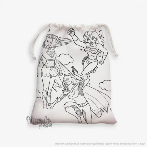 Sacolinha 18cm x 25cm Super Heroinas para Colorir