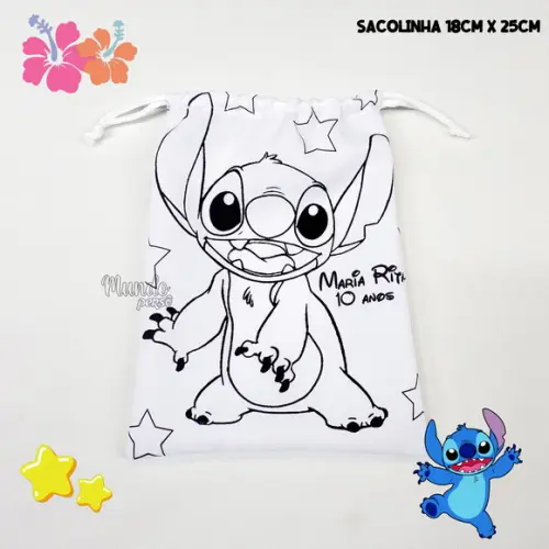 Sacolinha 18cm x 25cm Stitch para Colorir