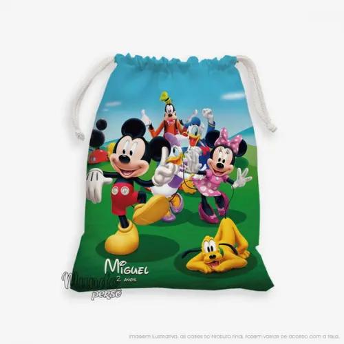 Sacolinha 18cm x 25cm Turma do Mickey