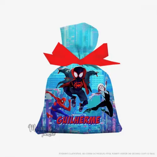 Saquinho Homem Aranha no Aranhaverso 15cm x 20cm