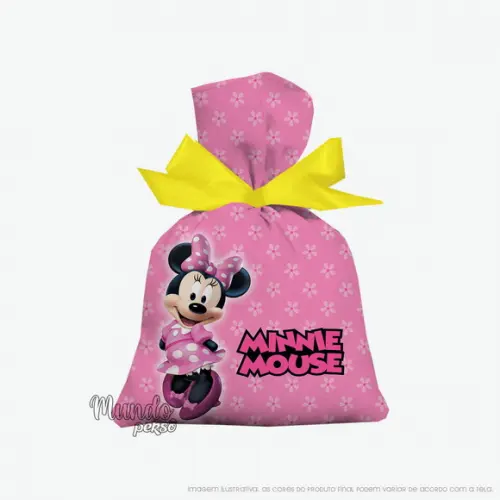 Saquinho Minnie Rosa 15cm X 20cm
